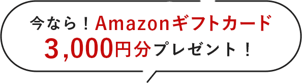 今なら！Amazonギフトカード3,000円分プレゼント！